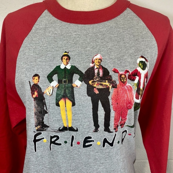 Tops - Friends Christmas Movies Themed Holiday Baseball Raglan T-shirt